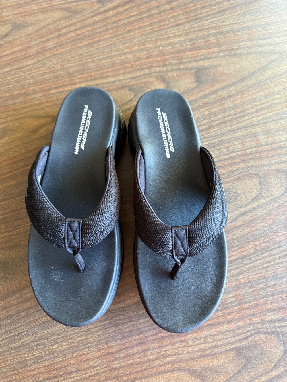 Skechers Men’s Dark Brown Foam Flip Flop Sandals - Cushioned Thong